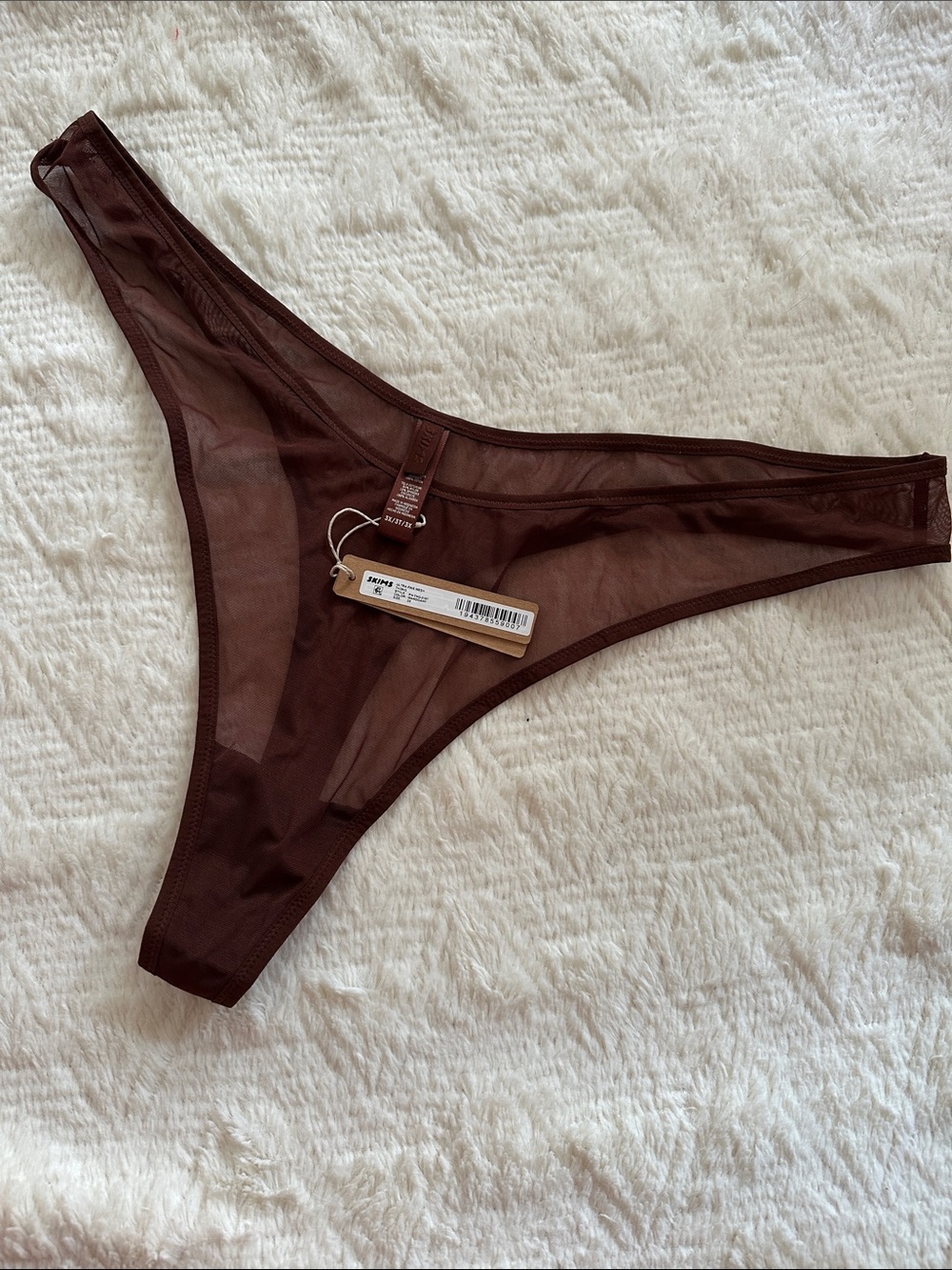 SKIMS Ultra Fine Mesh Thong - Mahogany NWT